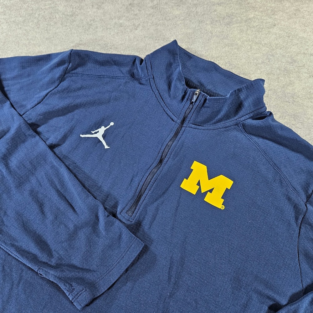 Nike Jordan Michigan Wolverines Dri-FIT 1/4 Zip Pullover Men's XXL Navy NCAA